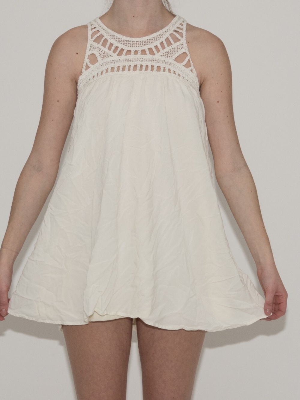Y2k cream crochet top mini dress purple snow size large rayon